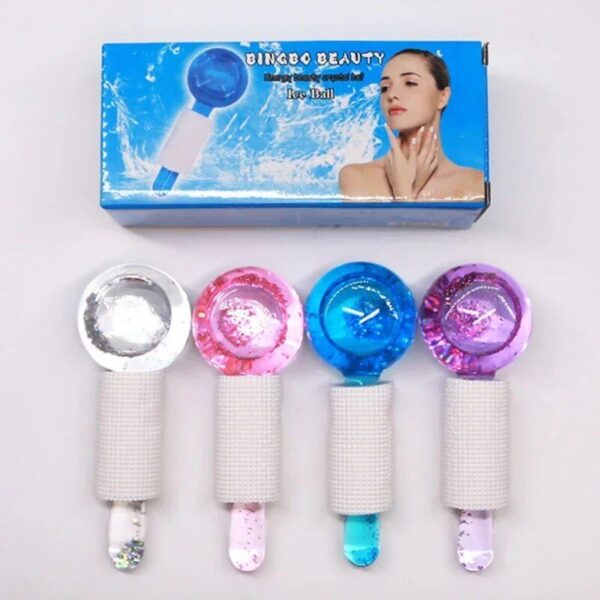 Luxury Crystal Ice Roller Set for Face and Eye Massage – Skin Rejuvenation and Tightening Tool