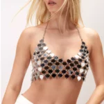 Heart Sequin Backless Halter Tank Top