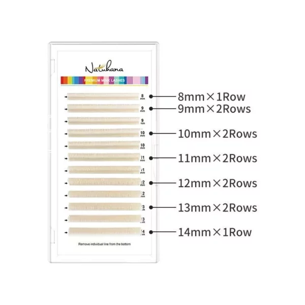 Cream Colored Lash Extensions – Faux Mink, Colorful, 8-14mm Mix, for Bold Eye Makeup