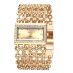 Elegant Gold Square Diamond Quartz Watch for Women