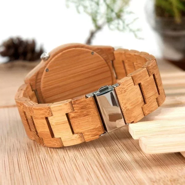 Men’s Bamboo Wooden Quartz Watch: Elegant Timepiece with Luminous Hands