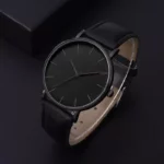 Elegant Men's Leather Band Quartz Watch: Simple and Sophisticated Business Wristwatch