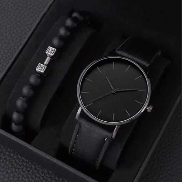 Elegant Men’s Leather Band Quartz Watch: Simple and Sophisticated Business Wristwatch