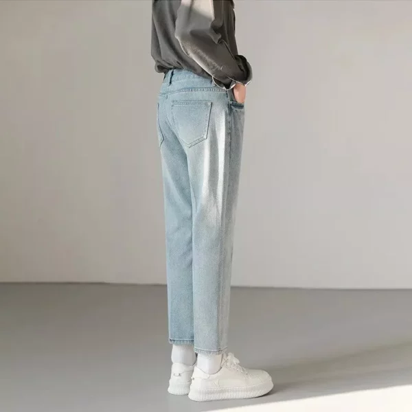 Men’s Slim Fit Stretch Denim Jeans – Casual Light Blue Ankle-Length Pants