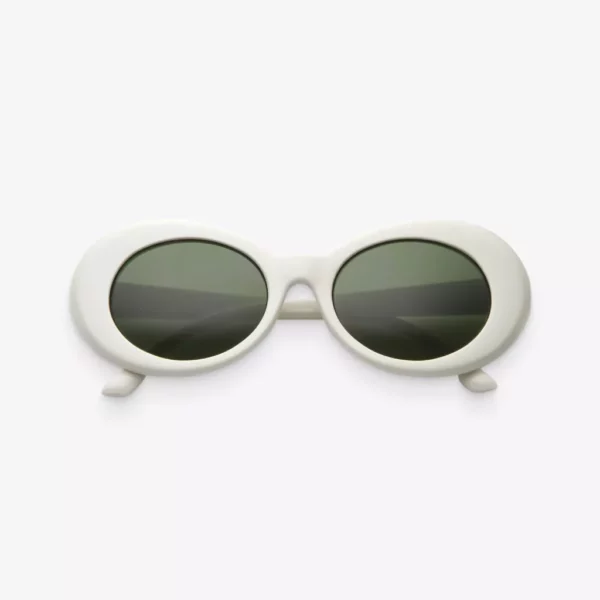 White & Green Women’s Retro Oval Sunglasses