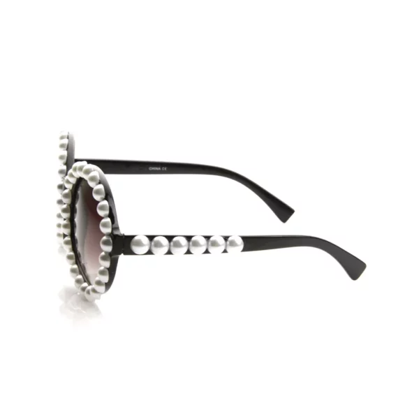 Women’s Pearl-Framed Round Sunglasses