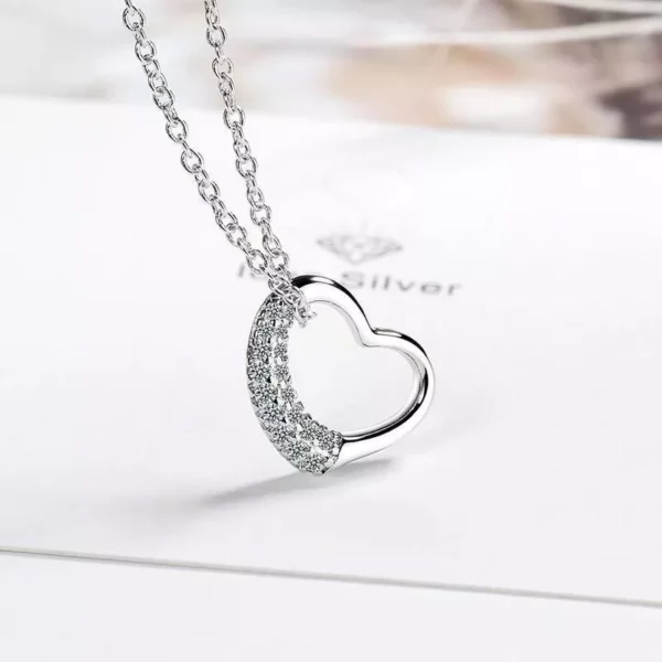 Luxury 925 Sterling Silver Heart Zircon Necklace