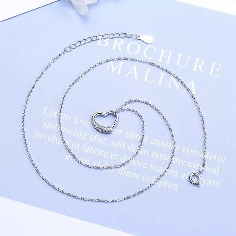 Fashion 925 Sterling Silver Female Zircon Heart Necklaces For Women Party Luxury Designer Jewelry Gift Female GaaBou Jewellery