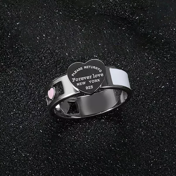 Colorful Heart Hollow Stainless Steel Ring for All Occasions - Image 3