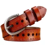 Vintage Floral Hollow Genuine Leather Belt for Women