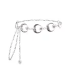 Elegant Gothic Moon Silver Pendant High Waist Metal Chain Belt for Women