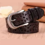 Trendy Hollow Pattern Women's Belt - Vintage Pin Buckle, Metal & PU, Ideal for Jeans