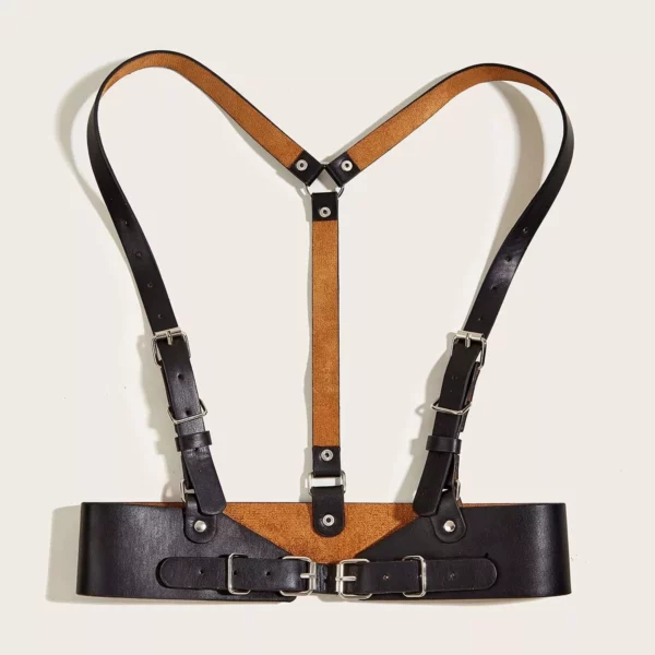 Stylish Korean Black Leather Harness Belt