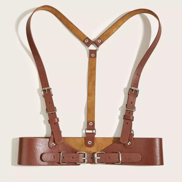 Stylish Korean Black Leather Harness Belt