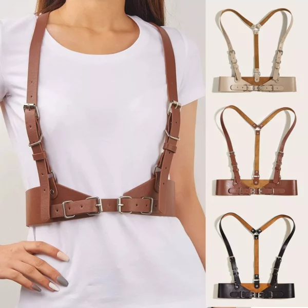 Stylish Korean Black Leather Harness Belt