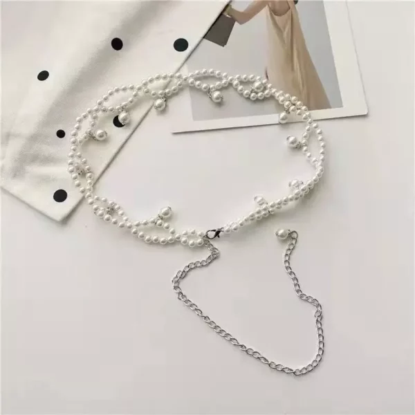 Elegant Pearl and Crystal Waist Belt