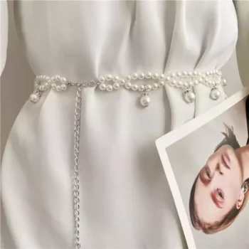 Elegant Pearl and Crystal Waist Belt