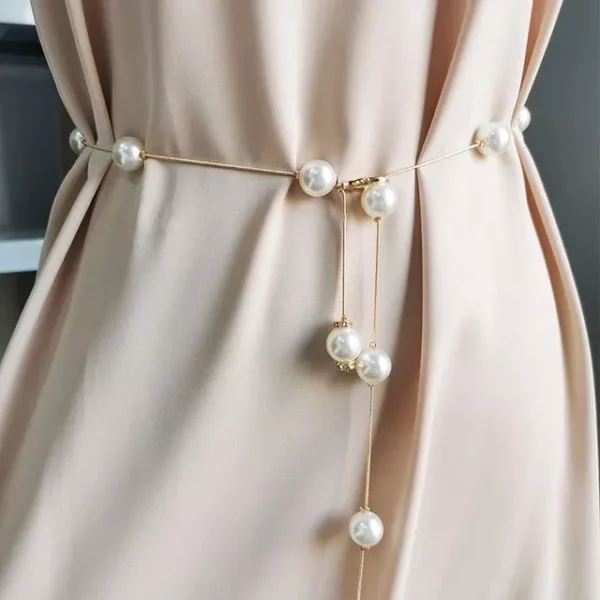 Elegant Pearl and Crystal Waist Belt