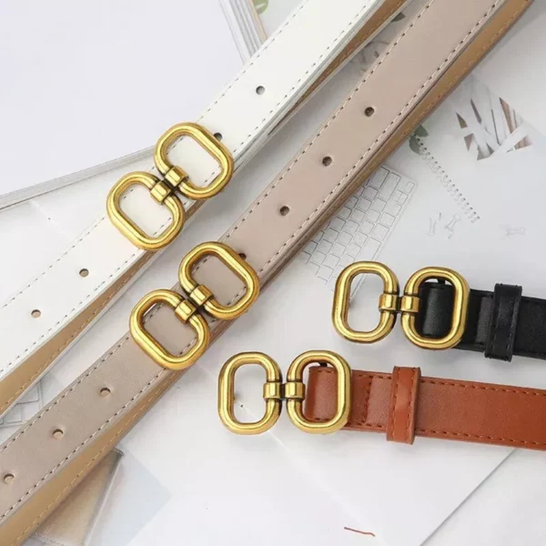 Chic PU Leather Belt with Designer Metal Buckle