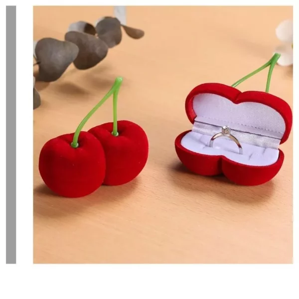 Charming Cherry-Shaped Jewelry Box – Elegant Ring & Earring Organizer for Special Occasions