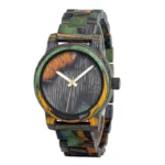 Customizable Men's Wooden Quartz Watch with Leather Band