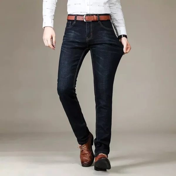 Classic Stretch Straight-Leg Men’s Denim Jeans – Versatile Casual to Business Attire