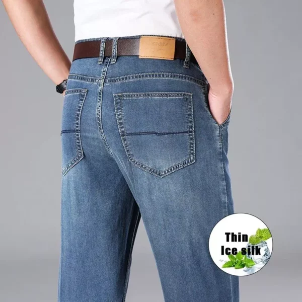 Men’s Lyocell Blend Lightweight Straight-Fit Jeans – Summer Casual & Business