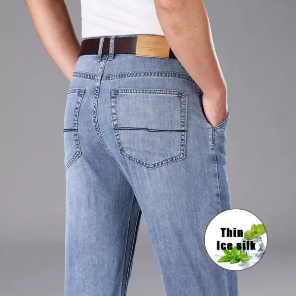 Men’s Lyocell Blend Lightweight Straight-Fit Jeans – Summer Casual & Business