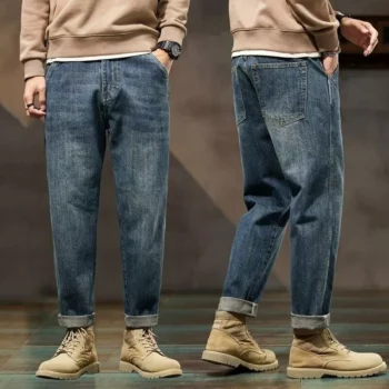 Loose Fit Wide Leg Denim Pants for Men – Versatile and Comfortable