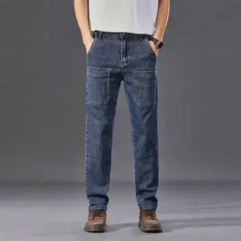Men’s Slim Fit Cargo Jeans – Trendy Six-Pocket Work Pants