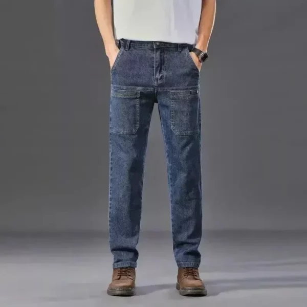 Men's Slim Fit Cargo Jeans - Trendy Six-Pocket Work Pants