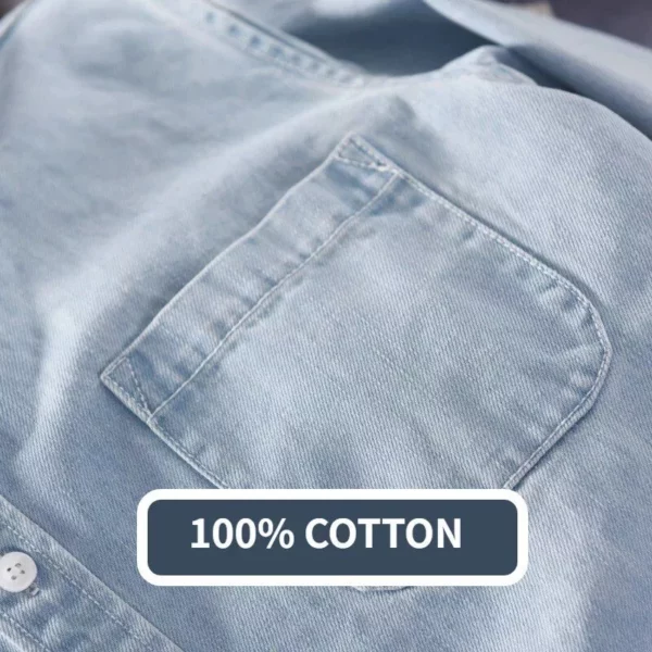 Spring Essential Men’s Slim-Fit Cotton Denim Shirt