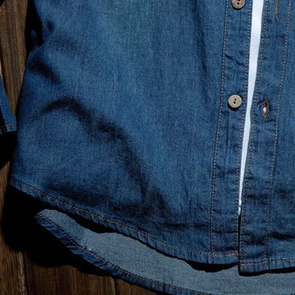 Fashion Classic Retro Jeans Shirt – Men’s Long Sleeve Denim Shirt