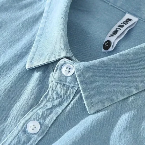 Pure Cotton Long Sleeve Denim Casual Shirt for Men
