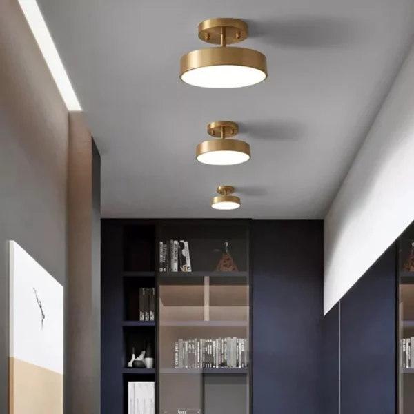 Elegant Copper Nordic Ceiling Light – Modern LED for Hallway, Aisle, and Balcony