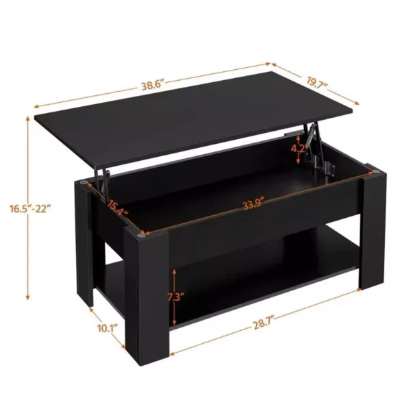 Sleek 38.6″ Lift Top Coffee Table with Storage