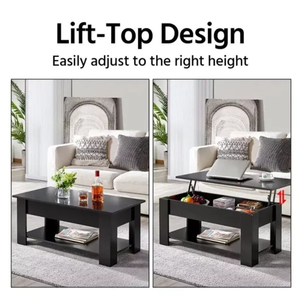 Sleek 38.6″ Lift Top Coffee Table with Storage