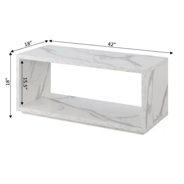 Elegant Faux White Marble Coffee Table with Shelf