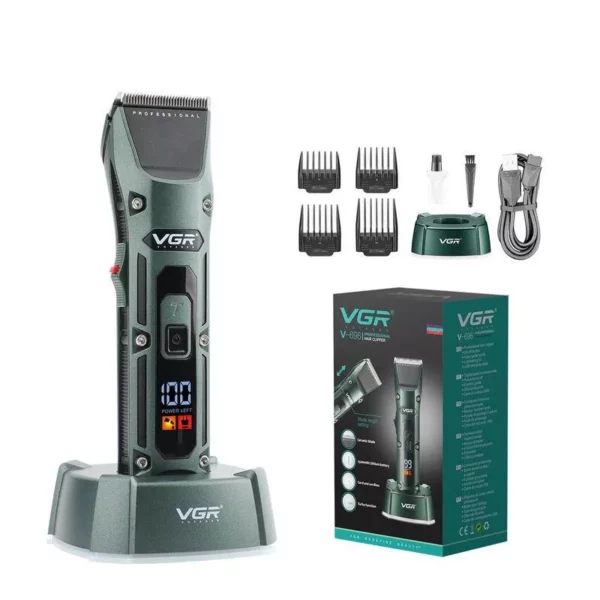 Professional Cordless Hair Clipper with LED Display & Adjustable Blades