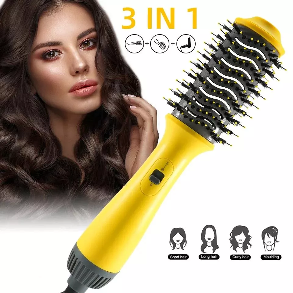 3 In 1 Hot Air Spin Brush Curling Straightening Hair Dryer Brush Styling Auto-Rotating Blow Dryer Volumizer One-Step Hair Dryers