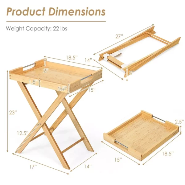 Versatile Bamboo TV Tray and Snack Side Table - Image 3