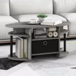 Modern Oval Coffee Table with Storage