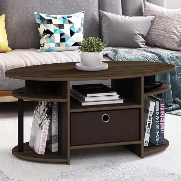 Modern Oval Coffee Table with Storage