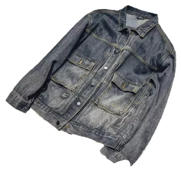 Men’s Trendy Retro Denim Jacket – Loose Fit Casual Spring/Autumn Coat