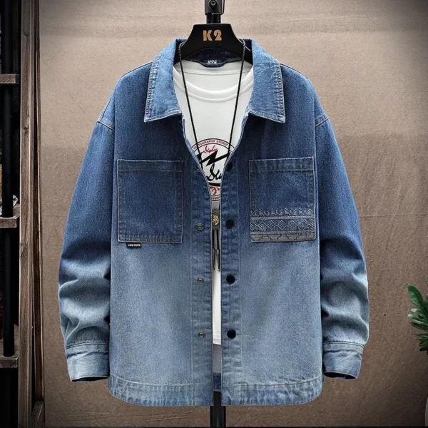 Men’s Casual Streetwear Denim Jacket – Loose Fit Hip Hop Style