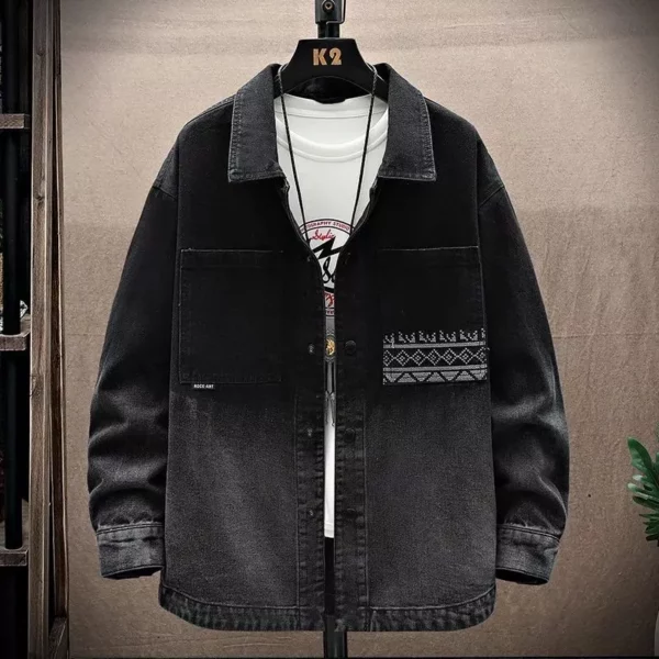 Men’s Casual Streetwear Denim Jacket – Loose Fit Hip Hop Style