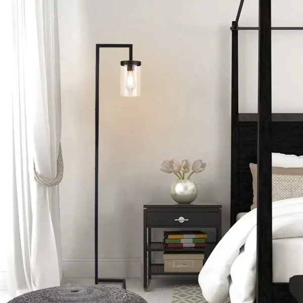 Elegant Nordic-Inspired Metal LED Floor Lamp with Glass Shade