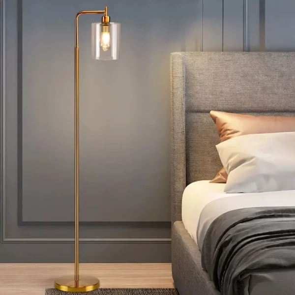 Elegant Nordic-Inspired Metal LED Floor Lamp with Glass Shade - Image 3