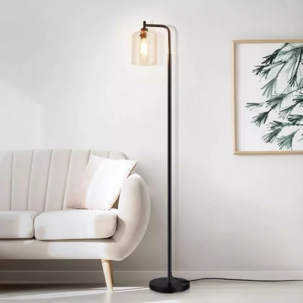 Elegant Nordic-Inspired Metal LED Floor Lamp with Glass Shade