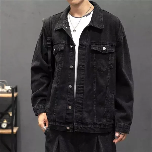 Men’s Vintage Denim Bomber Jacket – Casual Streetwear Essential